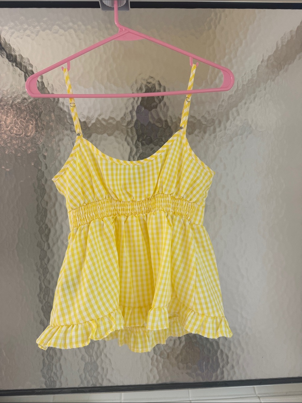Yellow Gingham Ruffle Bustier Tank Top - Picture 5 of 5